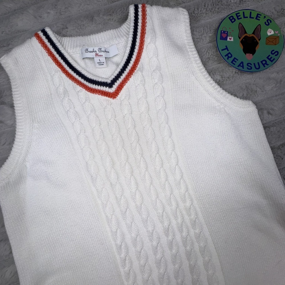 Brooks Brothers Girls Large White Cable Knit Tennis Dress Luxury Suprima Cotton